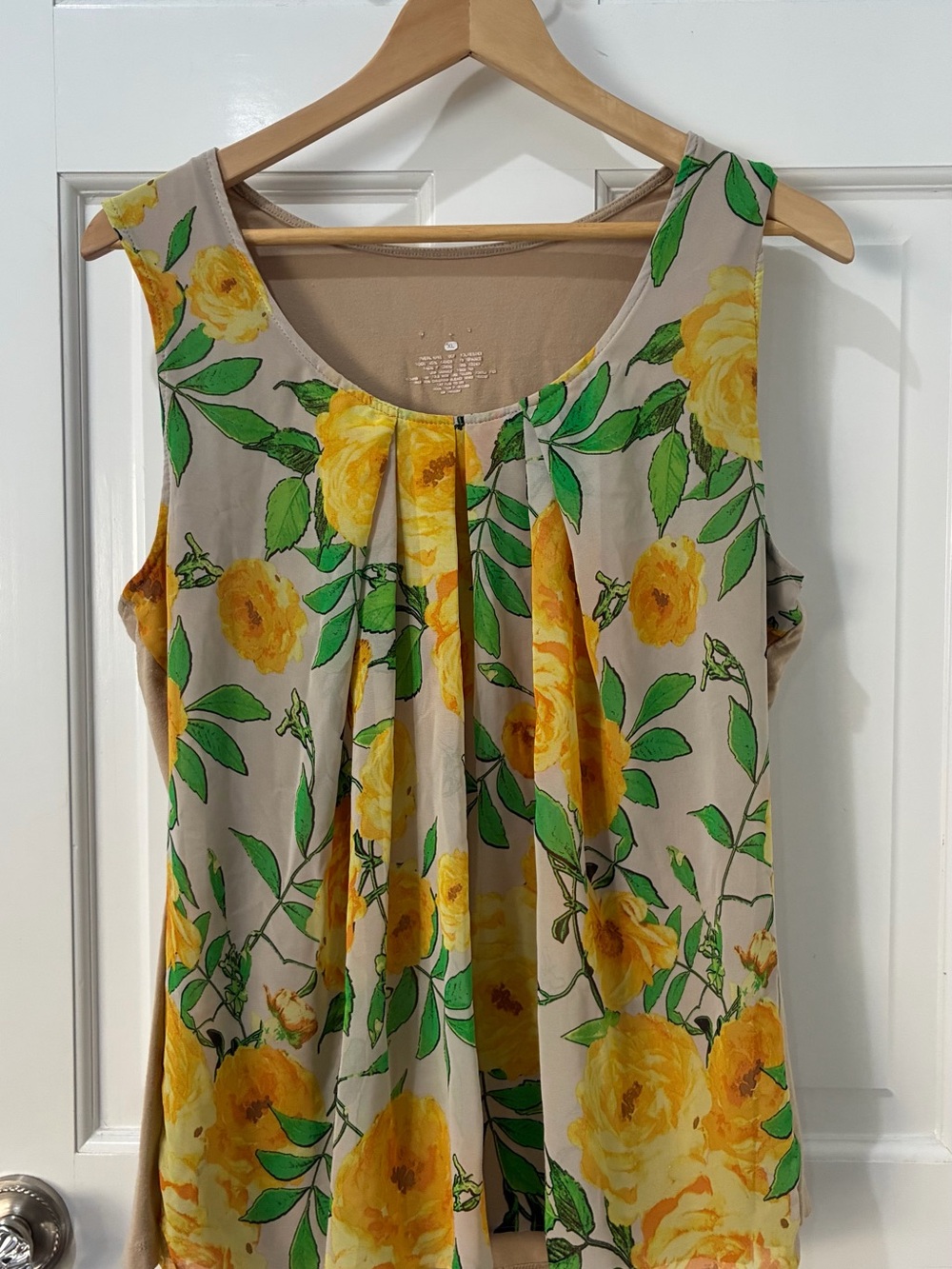 New York & Company  Floral Tank Top with Yellow Rose Print